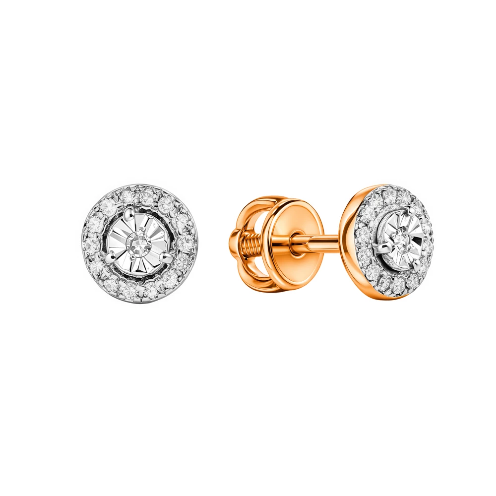 Серьги с бриллиантами из красного золота 585 пробы