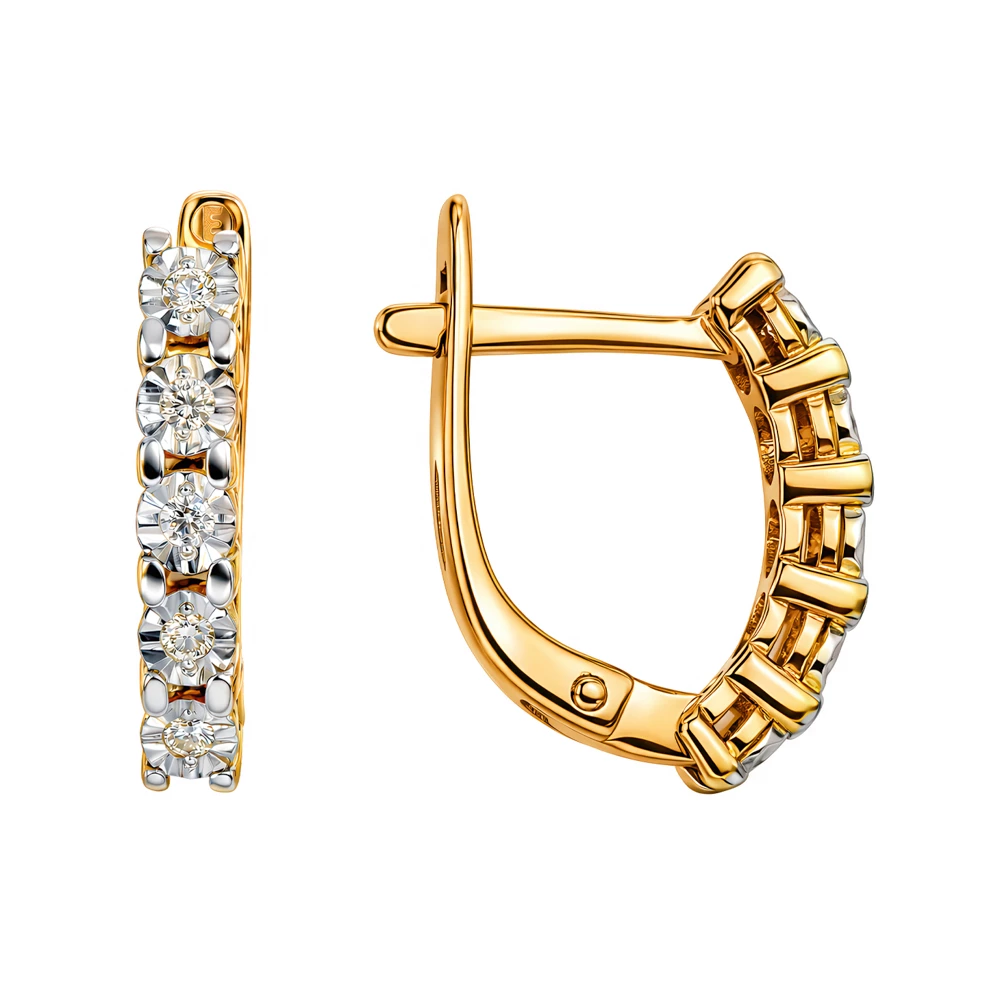 Серьги с бриллиантами из красного золота 585 пробы