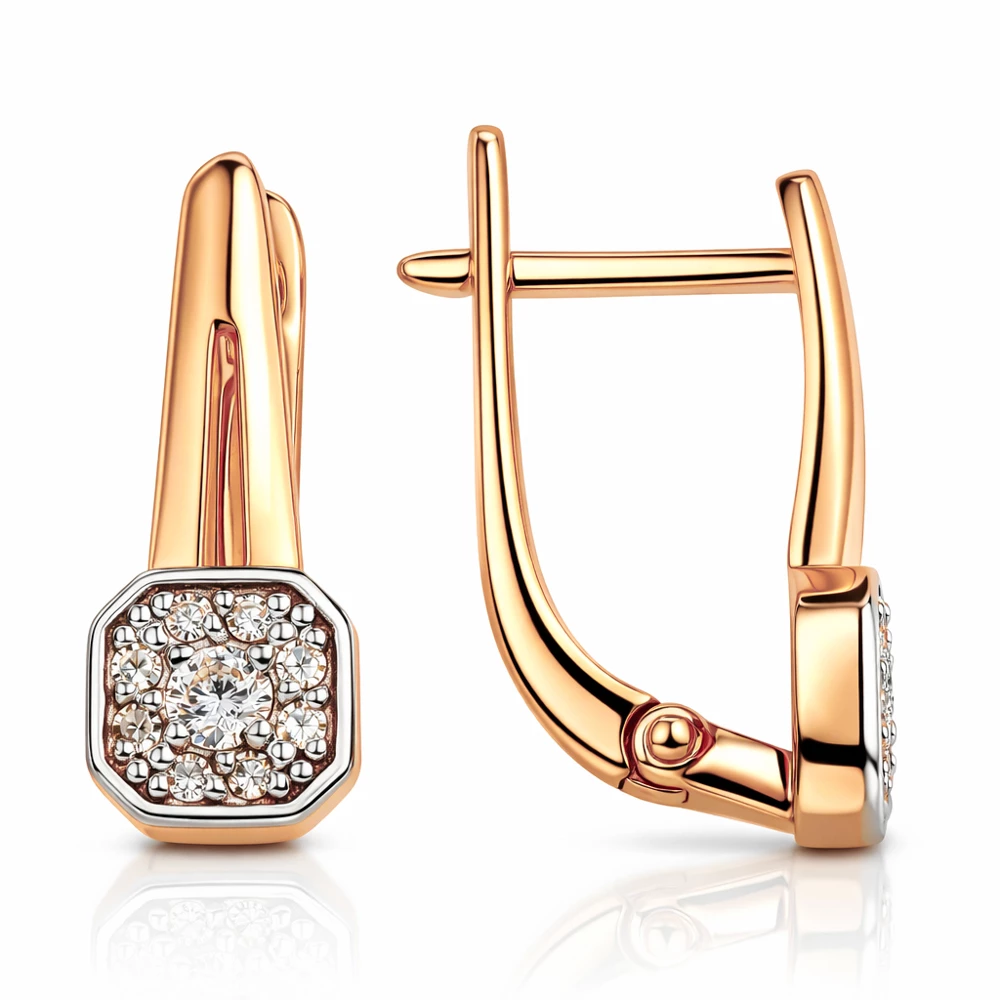 Серьги с бриллиантами из красного золота 585 пробы
