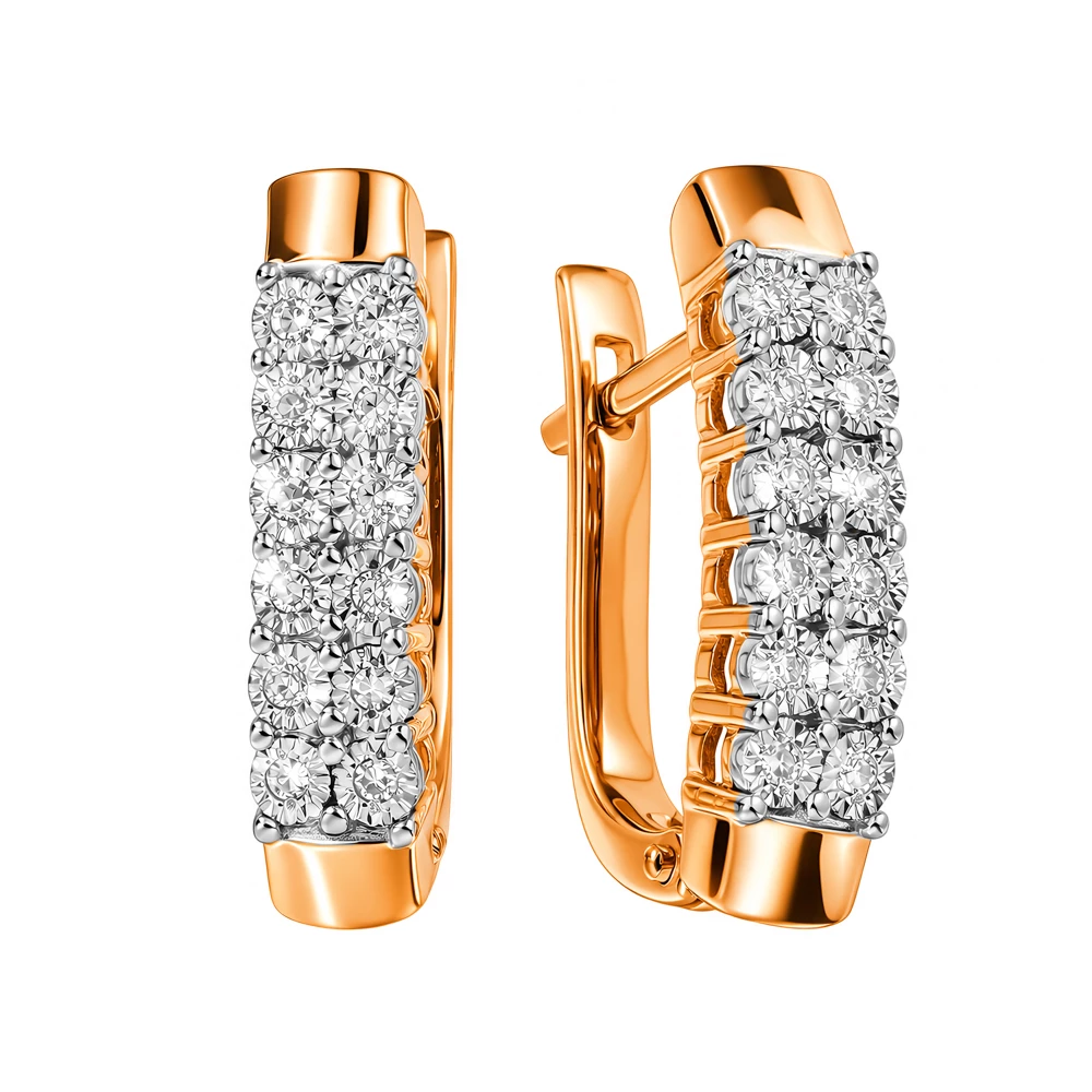 Серьги с бриллиантами из красного золота 585 пробы