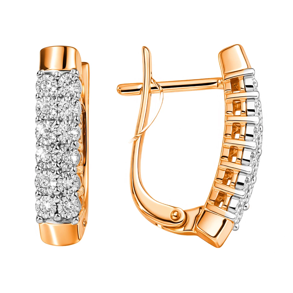 Серьги с бриллиантами из красного золота 585 пробы