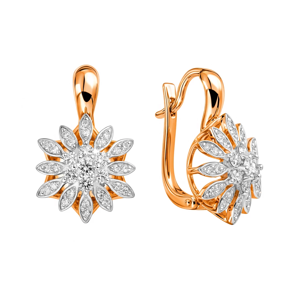 Серьги с бриллиантами из красного золота 585 пробы