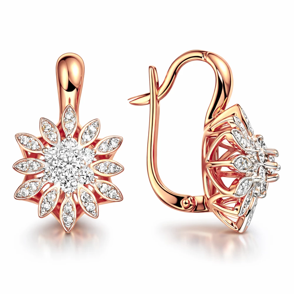 Серьги с бриллиантами из красного золота 585 пробы