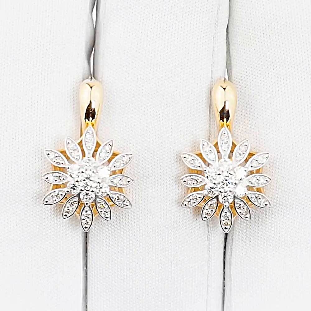 Серьги с бриллиантами из красного золота 585 пробы