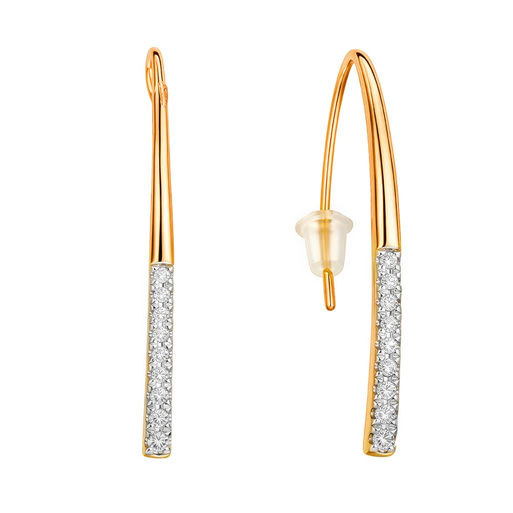 Серьги с бриллиантами из красного золота 585 пробы