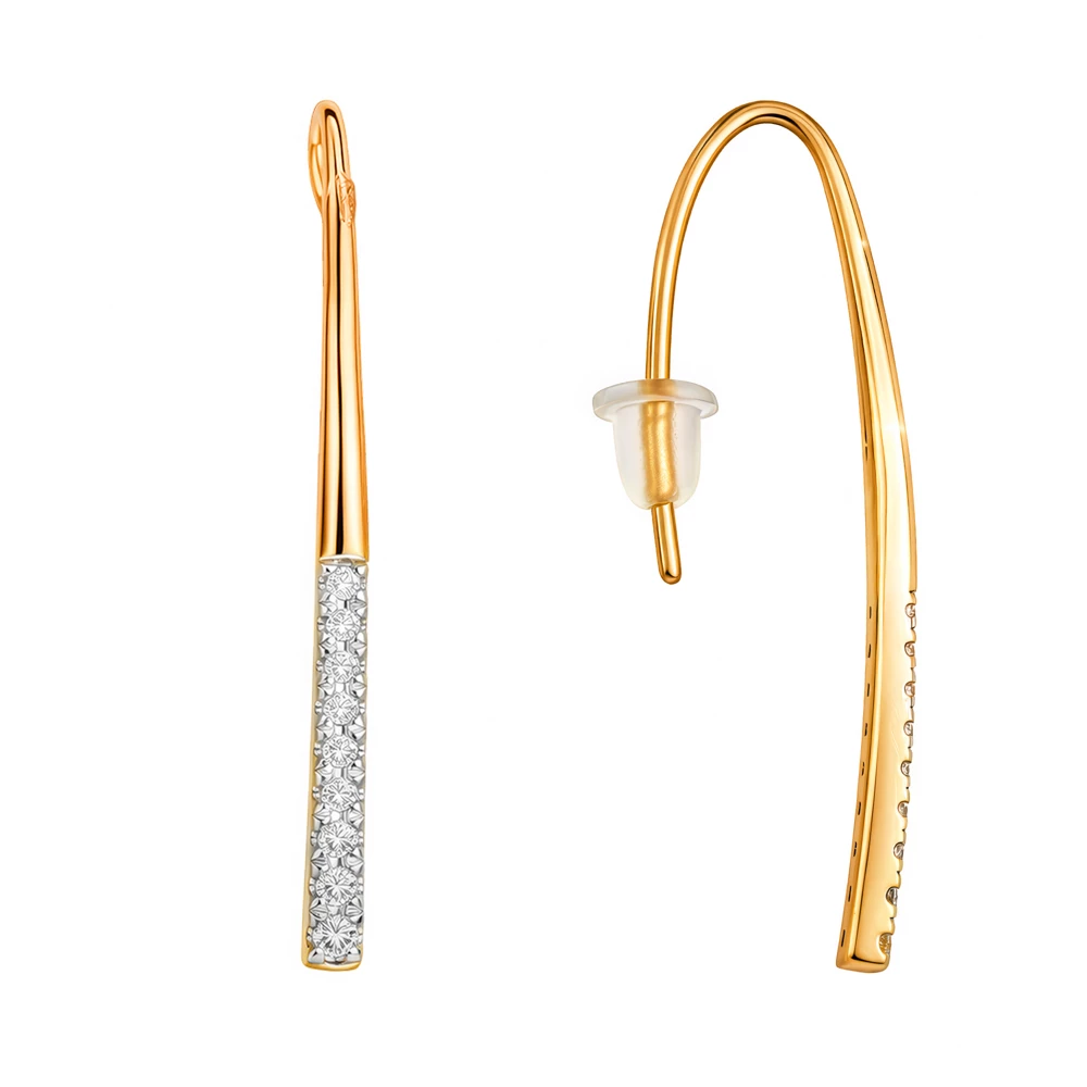 Серьги с бриллиантами из красного золота 585 пробы