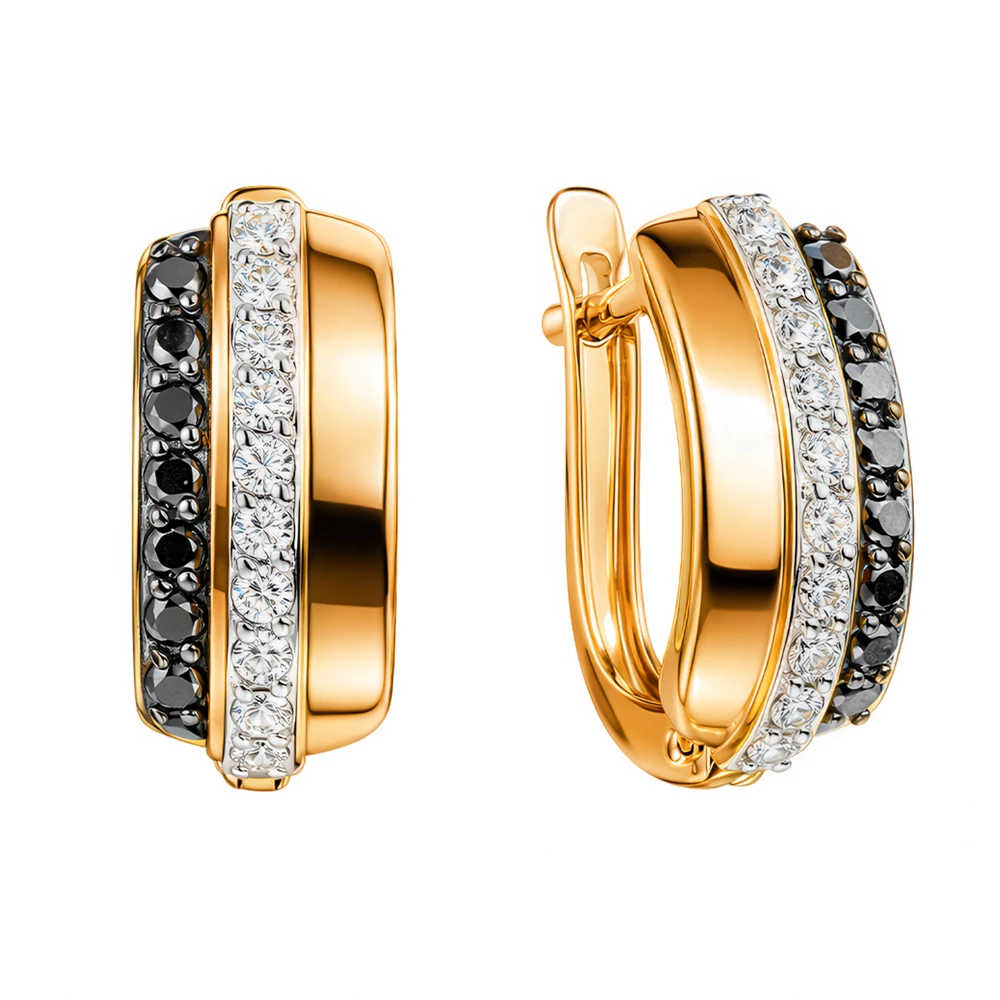 Серьги с бриллиантами из красного золота 585 пробы Серьги с бриллиантами из красного золота 585 пробы