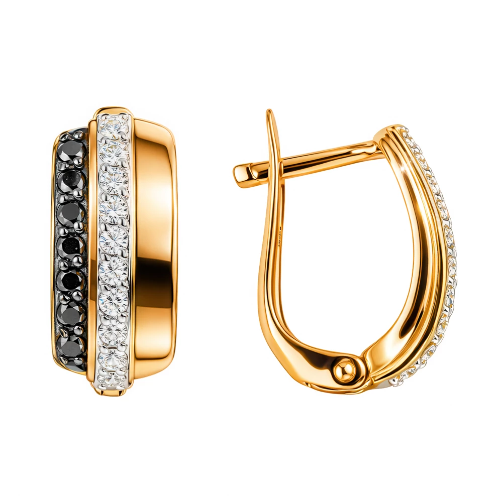 Серьги с бриллиантами из красного золота 585 пробы Серьги с бриллиантами из красного золота 585 пробы