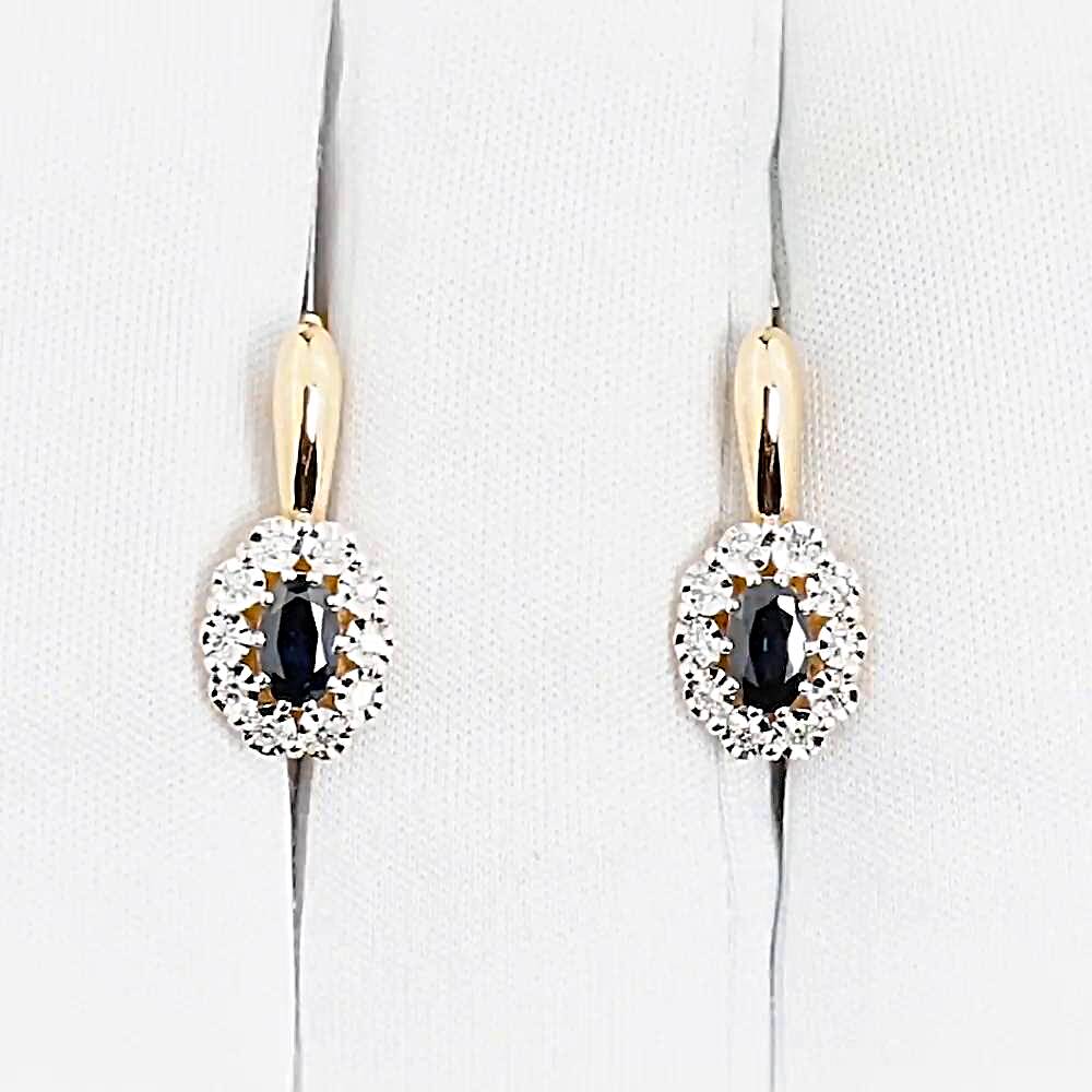 Серьги с сапфирами и бриллиантами из красного золота 585 пробы