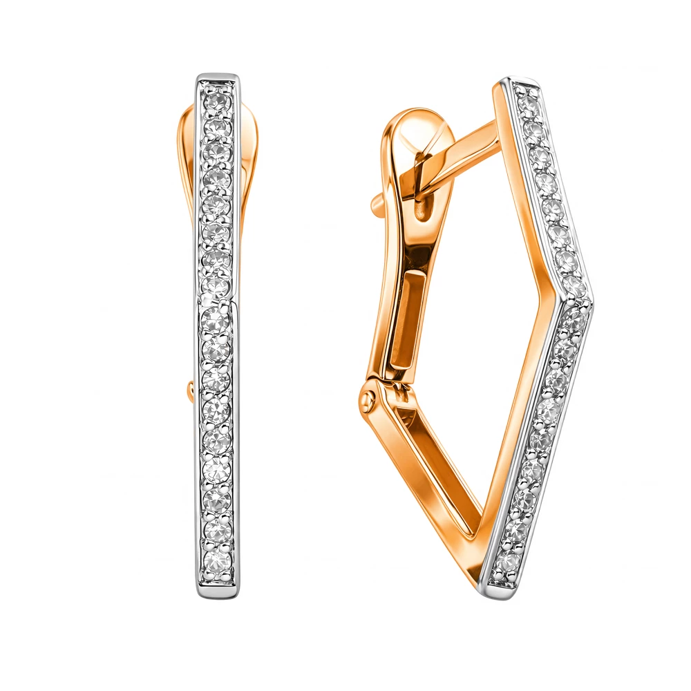 Серьги с бриллиантами из красного золота 585 пробы