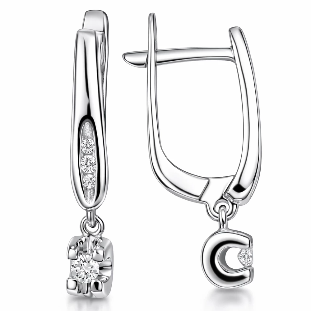 Серьги с бриллиантами из белого золота 585 пробы