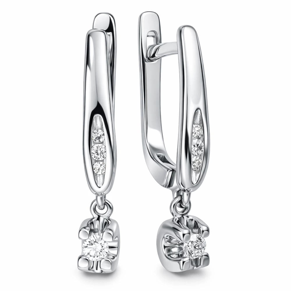 Серьги с бриллиантами из белого золота 585 пробы