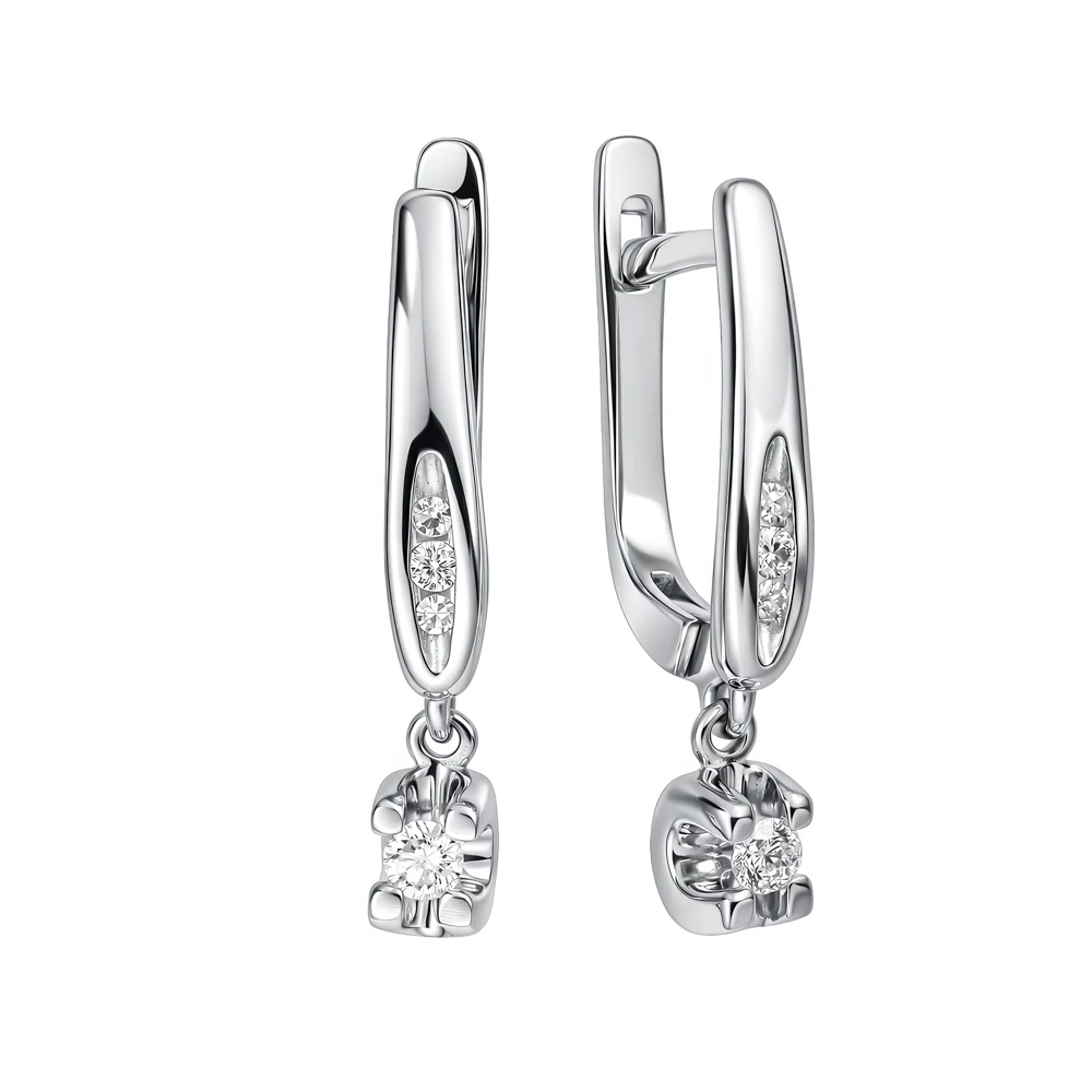 Серьги с бриллиантами из белого золота 585 пробы