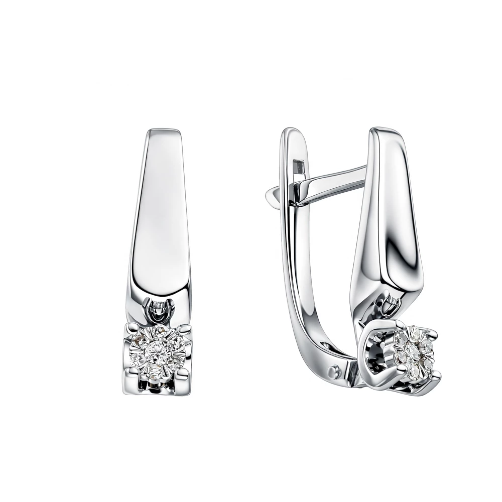 Серьги с бриллиантами из белого золота 585 пробы