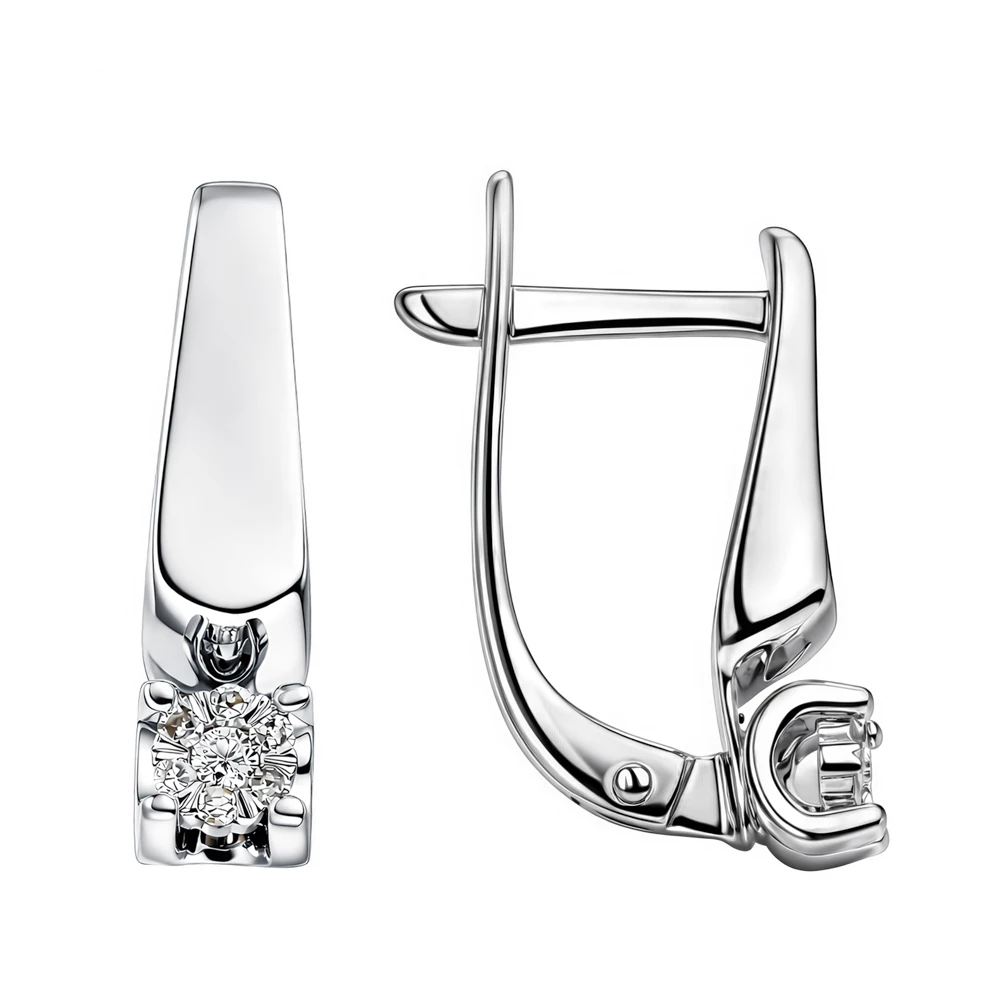 Серьги с бриллиантами из белого золота 585 пробы