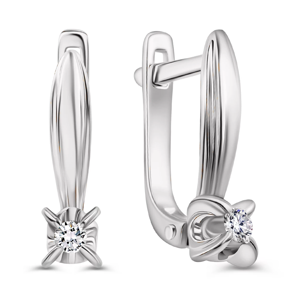 Серьги с бриллиантами из белого золота 585 пробы