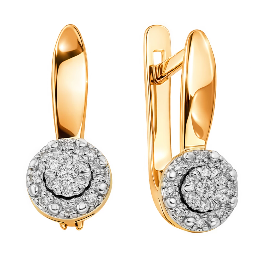 Серьги с бриллиантами из красного золота 585 пробы Серьги с бриллиантами из красного золота 585 пробы