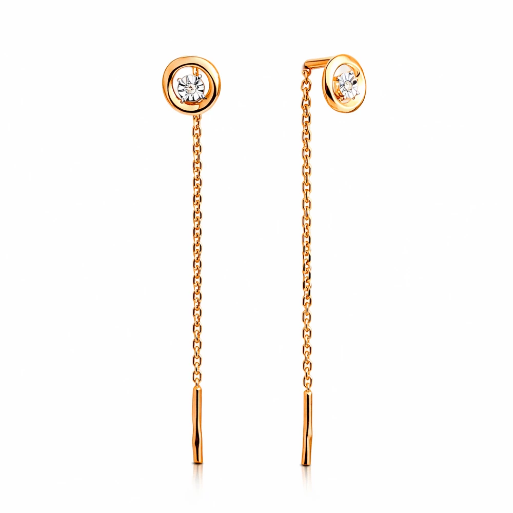 Серьги с бриллиантами из красного золота 585 пробы