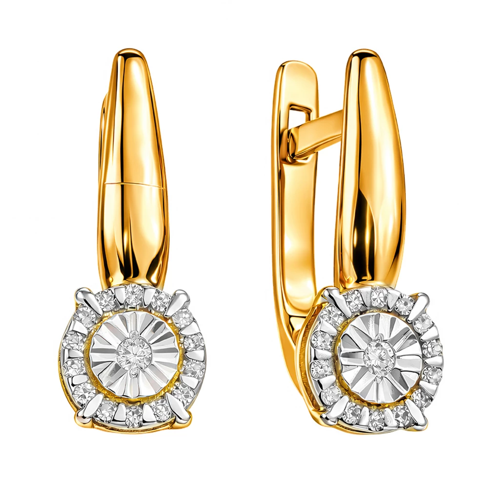 Серьги с бриллиантами из красного золота 585 пробы