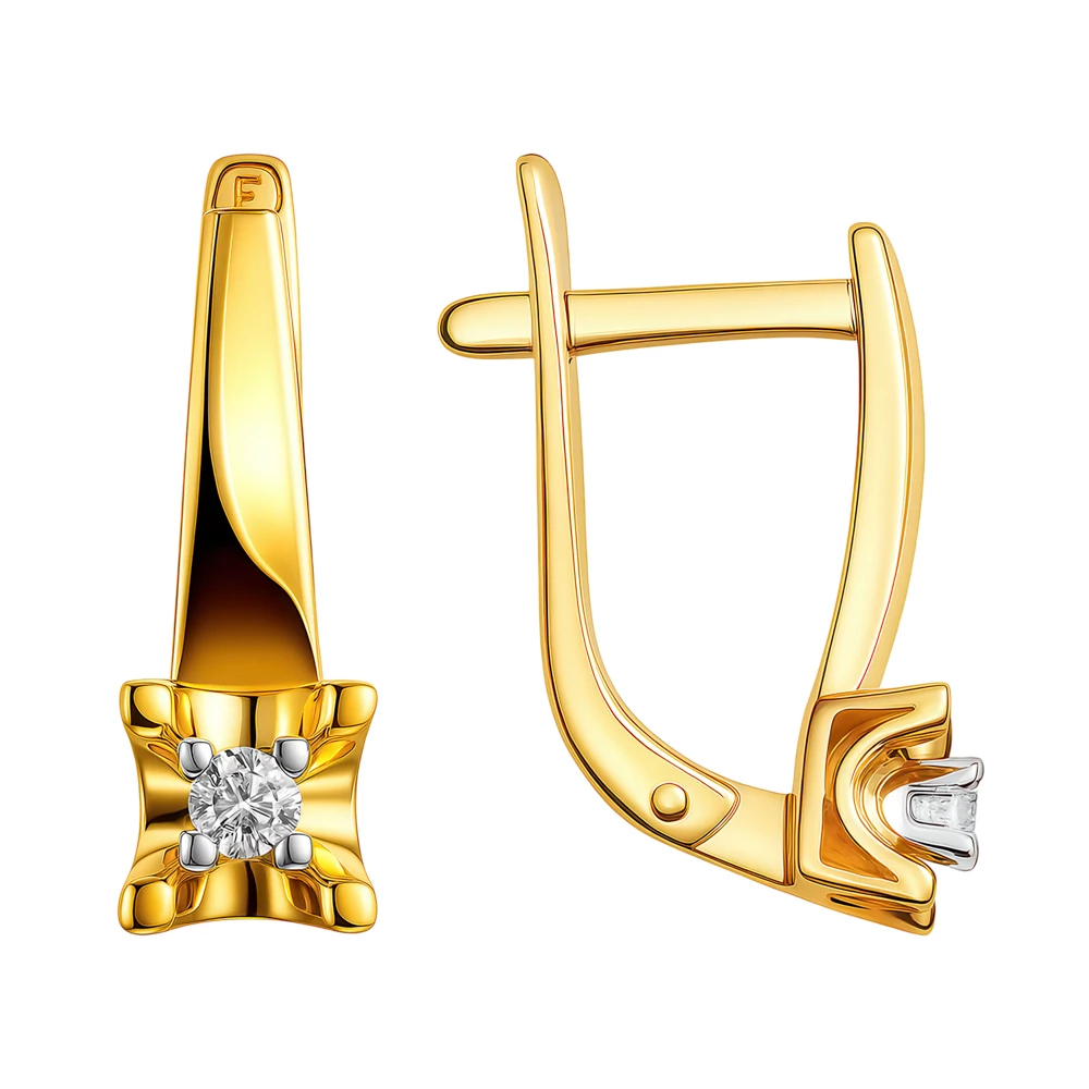 Серьги с бриллиантами из красного золота 585 пробы