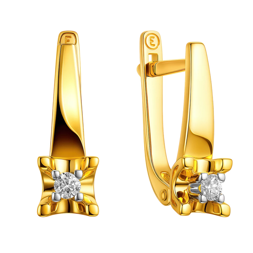 Серьги с бриллиантами из красного золота 585 пробы