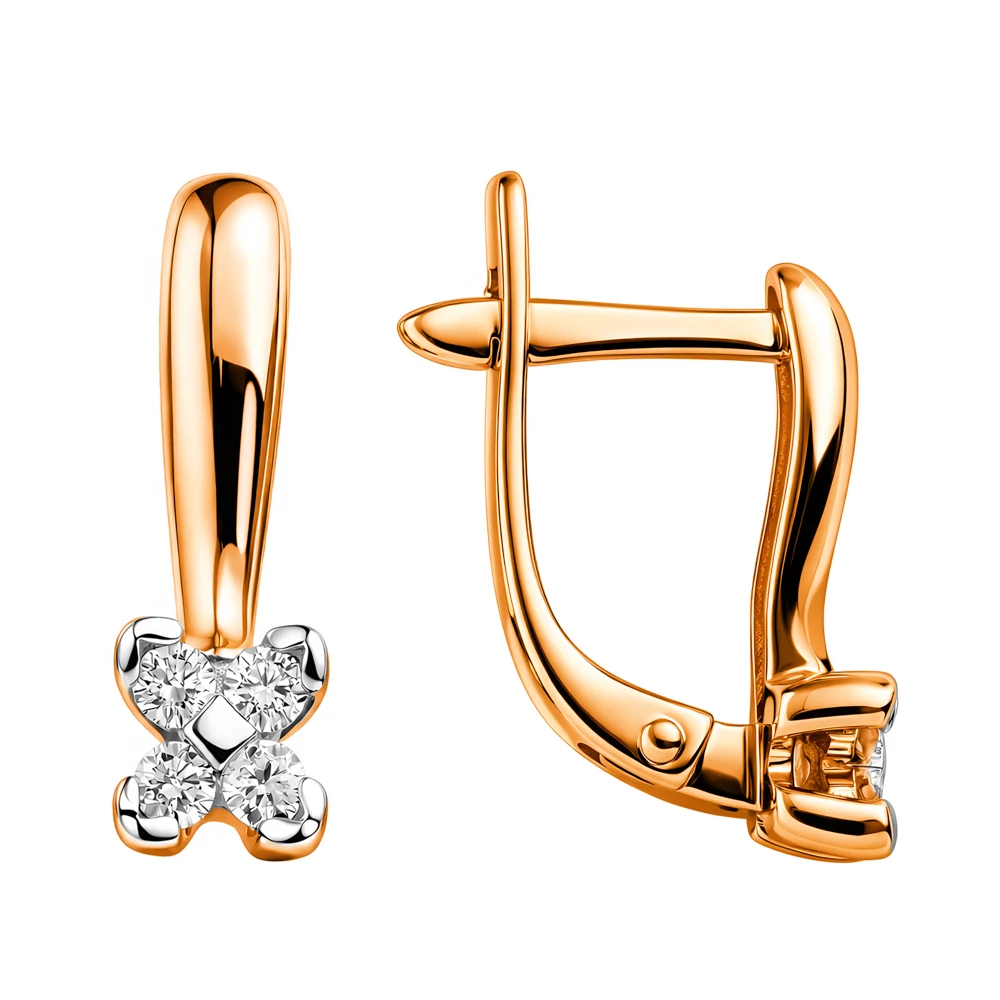 Серьги с бриллиантами из красного золота 585 пробы