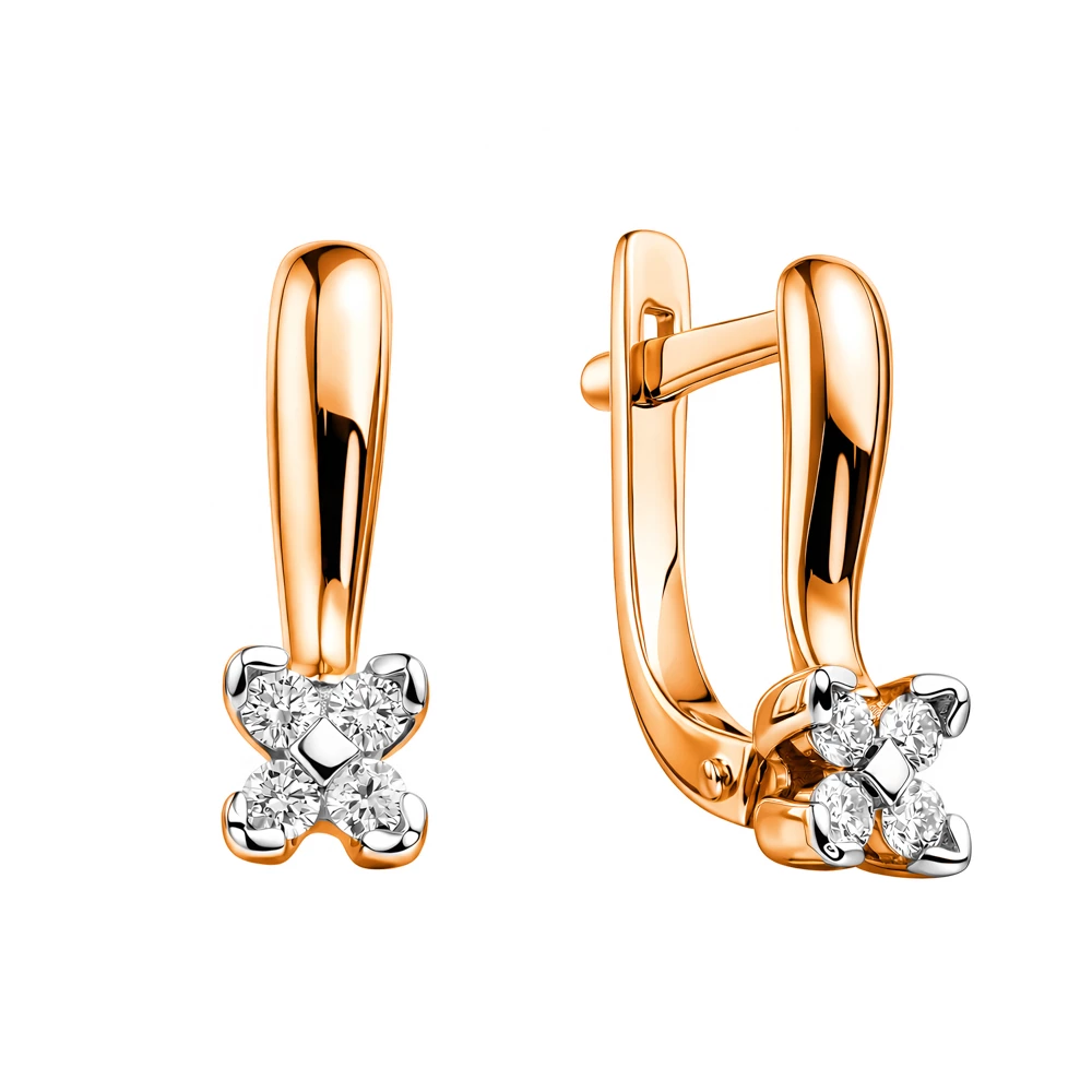 Серьги с бриллиантами из красного золота 585 пробы