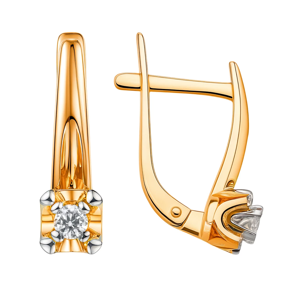 Серьги с бриллиантами из красного золота 585 пробы