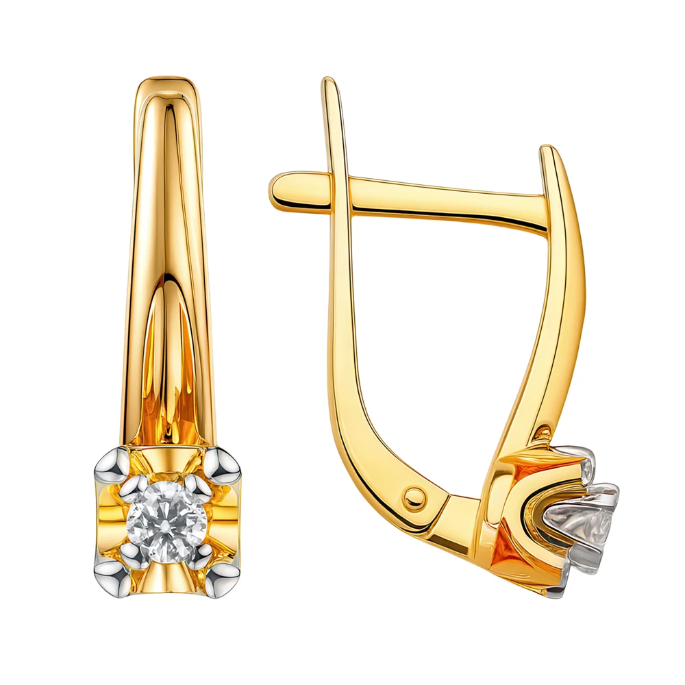 Серьги с бриллиантами из красного золота 585 пробы