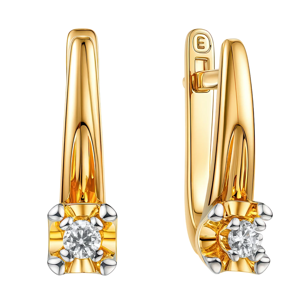 Серьги с бриллиантами из красного золота 585 пробы