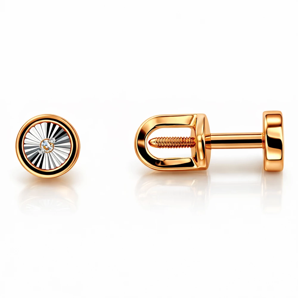 Серьги с бриллиантами из красного золота 585 пробы