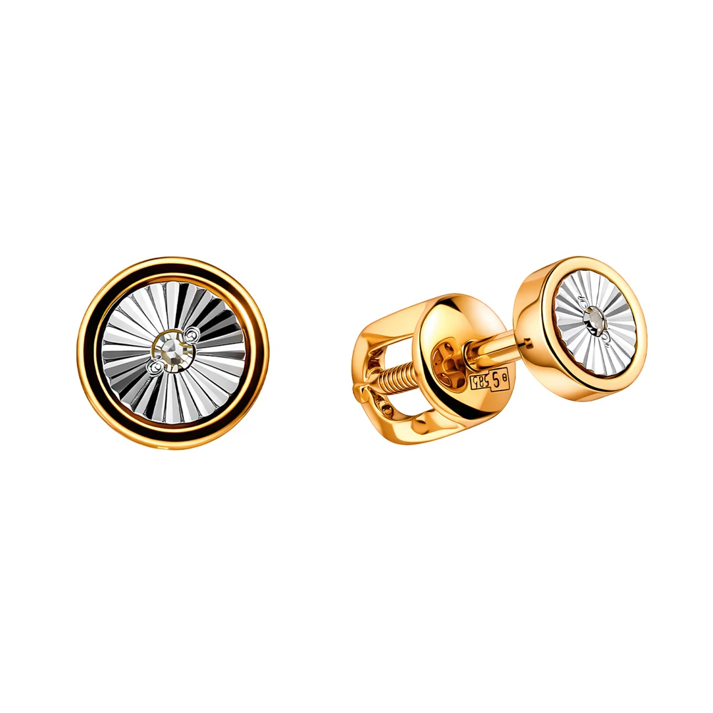 Серьги с бриллиантами из красного золота 585 пробы