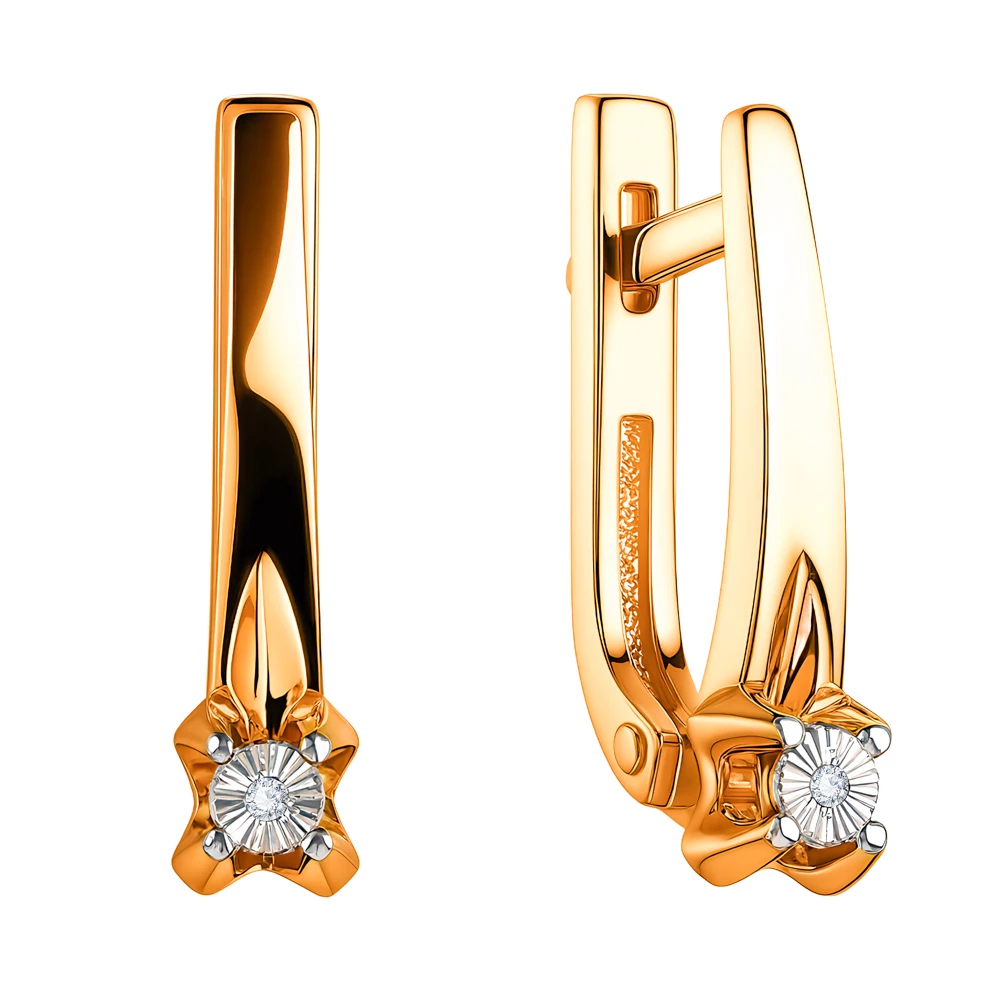 Серьги с бриллиантами из красного золота 585 пробы