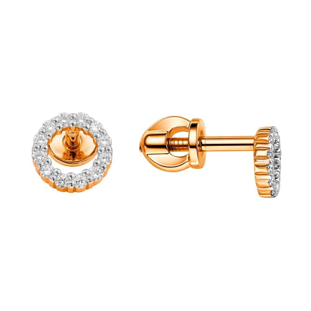 Серьги с бриллиантами из красного золота 585 пробы