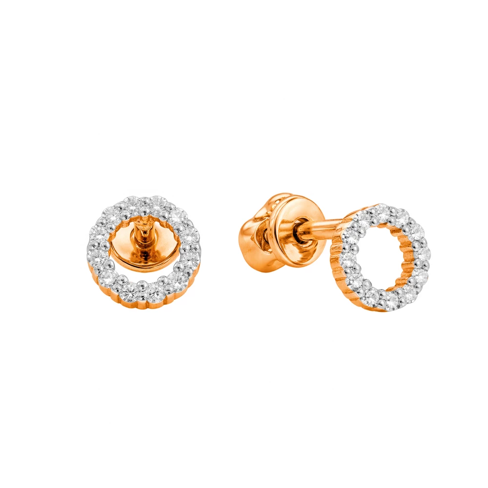 Серьги с бриллиантами из красного золота 585 пробы