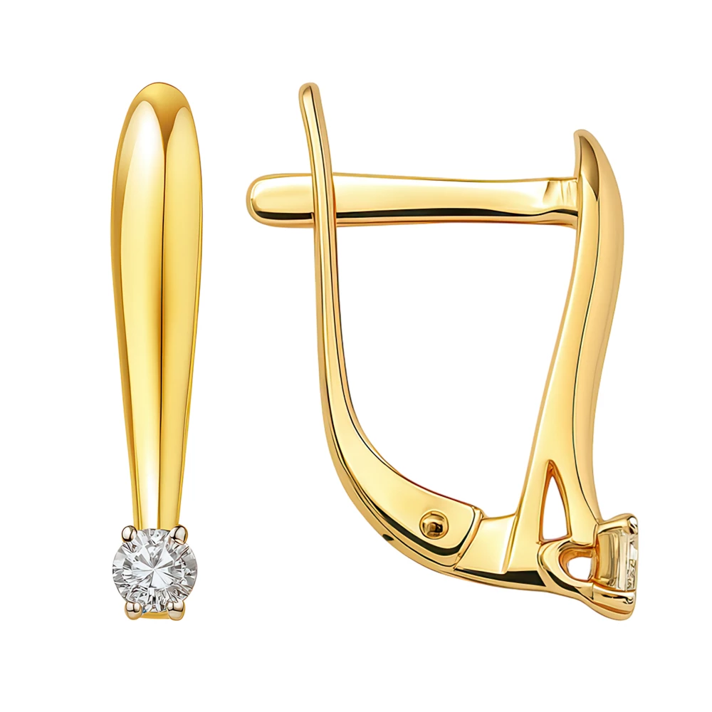 Серьги с бриллиантами из красного золота 585 пробы