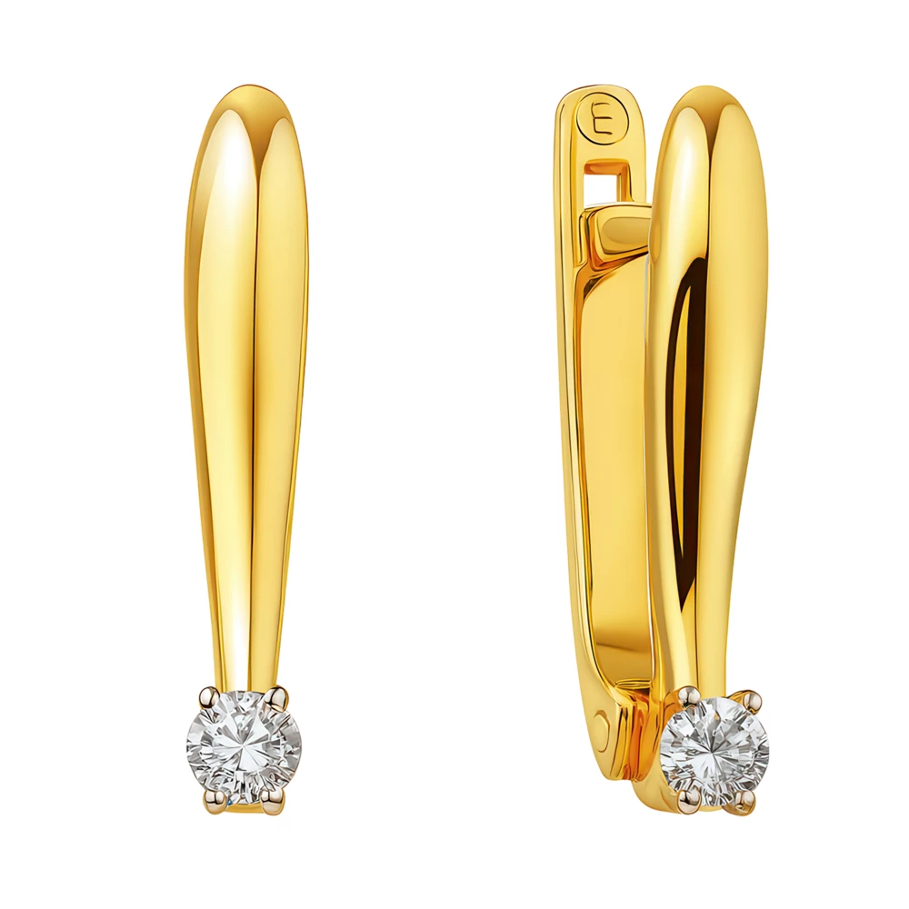 Серьги с бриллиантами из красного золота 585 пробы