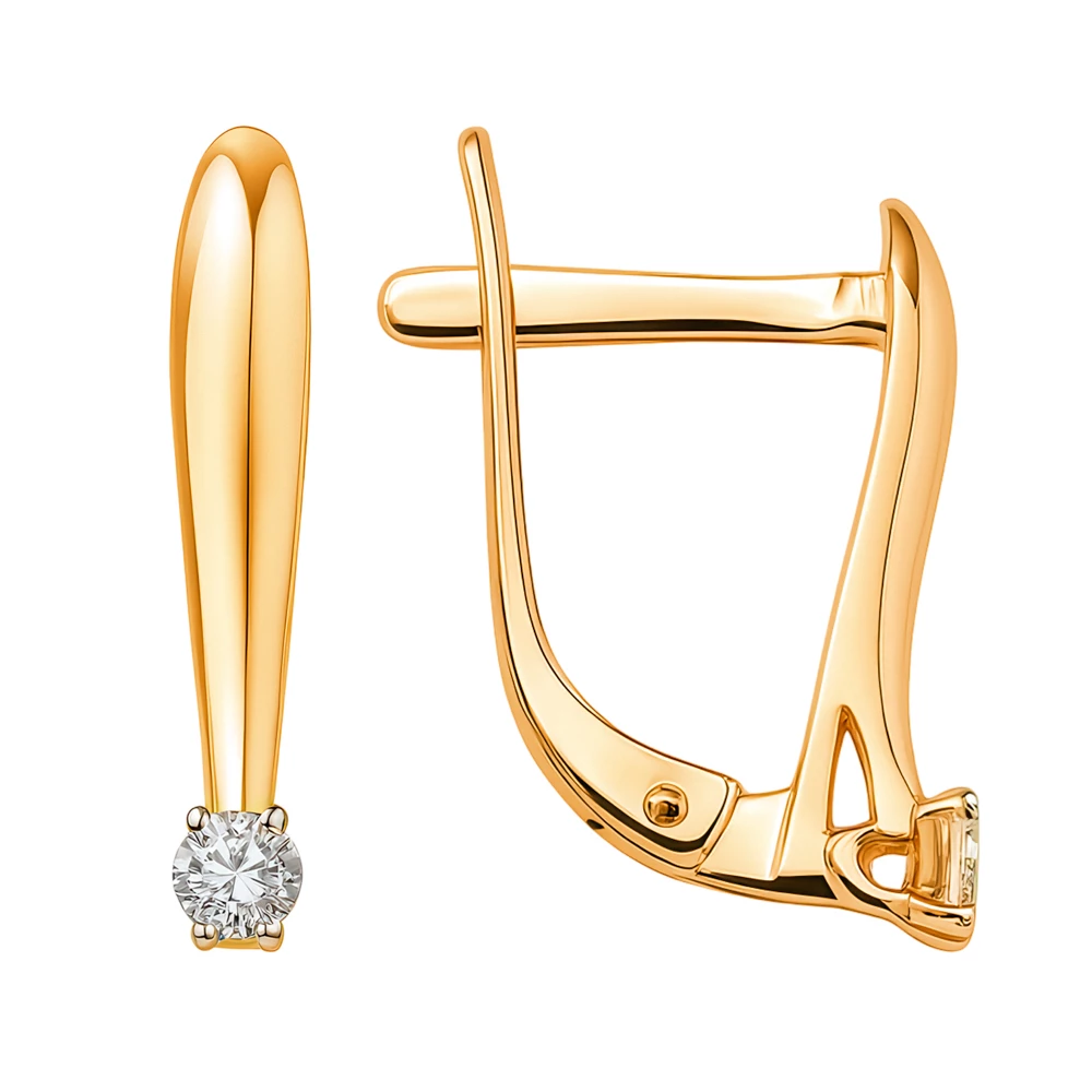 Серьги с бриллиантами из красного золота 585 пробы