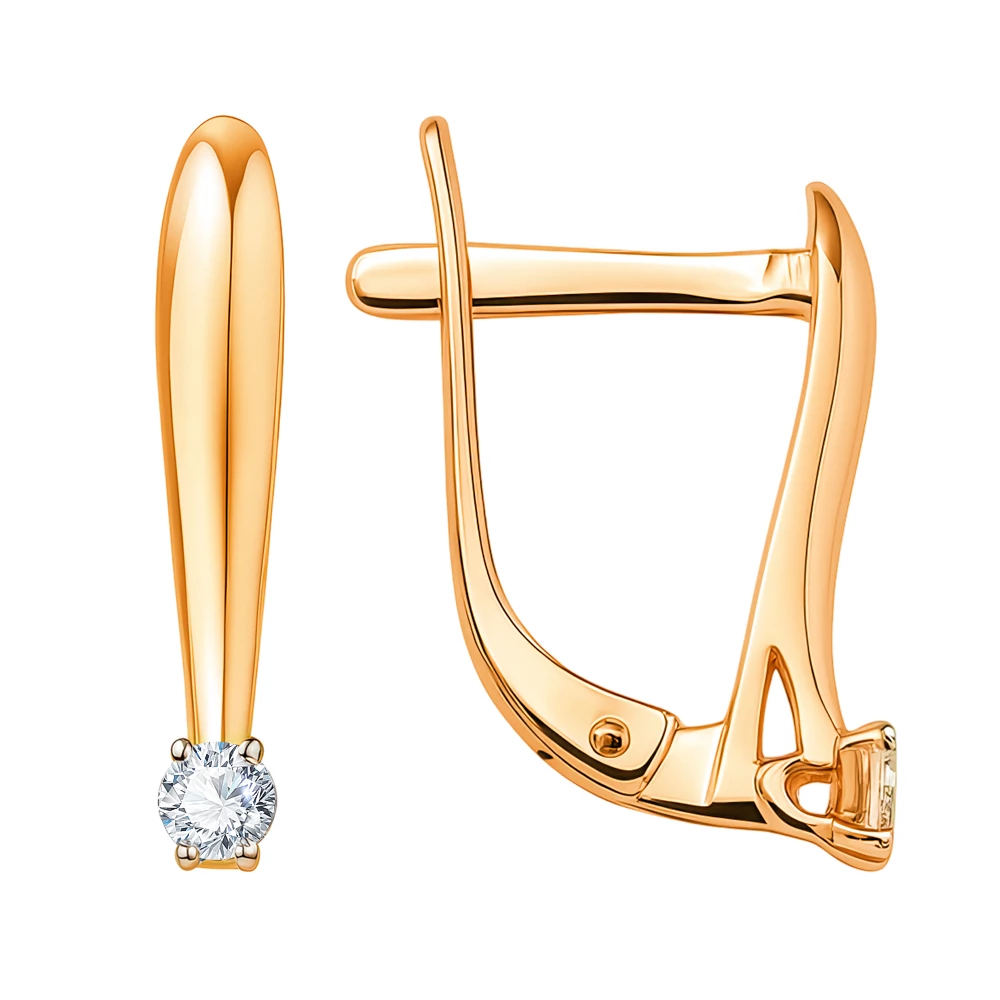 Серьги с бриллиантами из красного золота 585 пробы