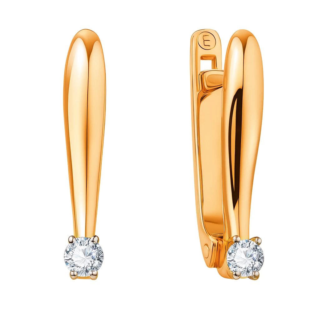 Серьги с бриллиантами из красного золота 585 пробы