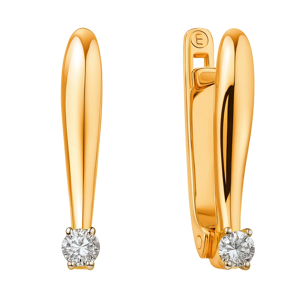 Серьги с бриллиантами из красного золота 585 пробы