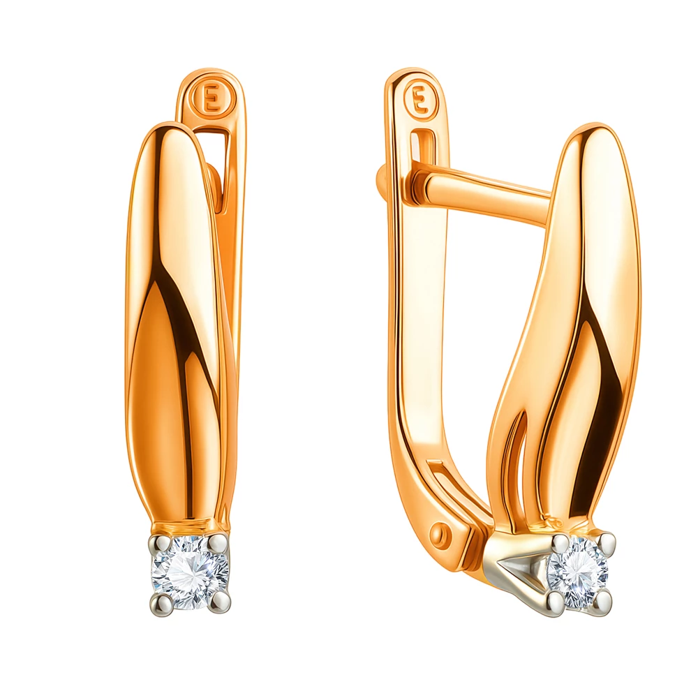 Серьги с бриллиантами из красного золота 585 пробы