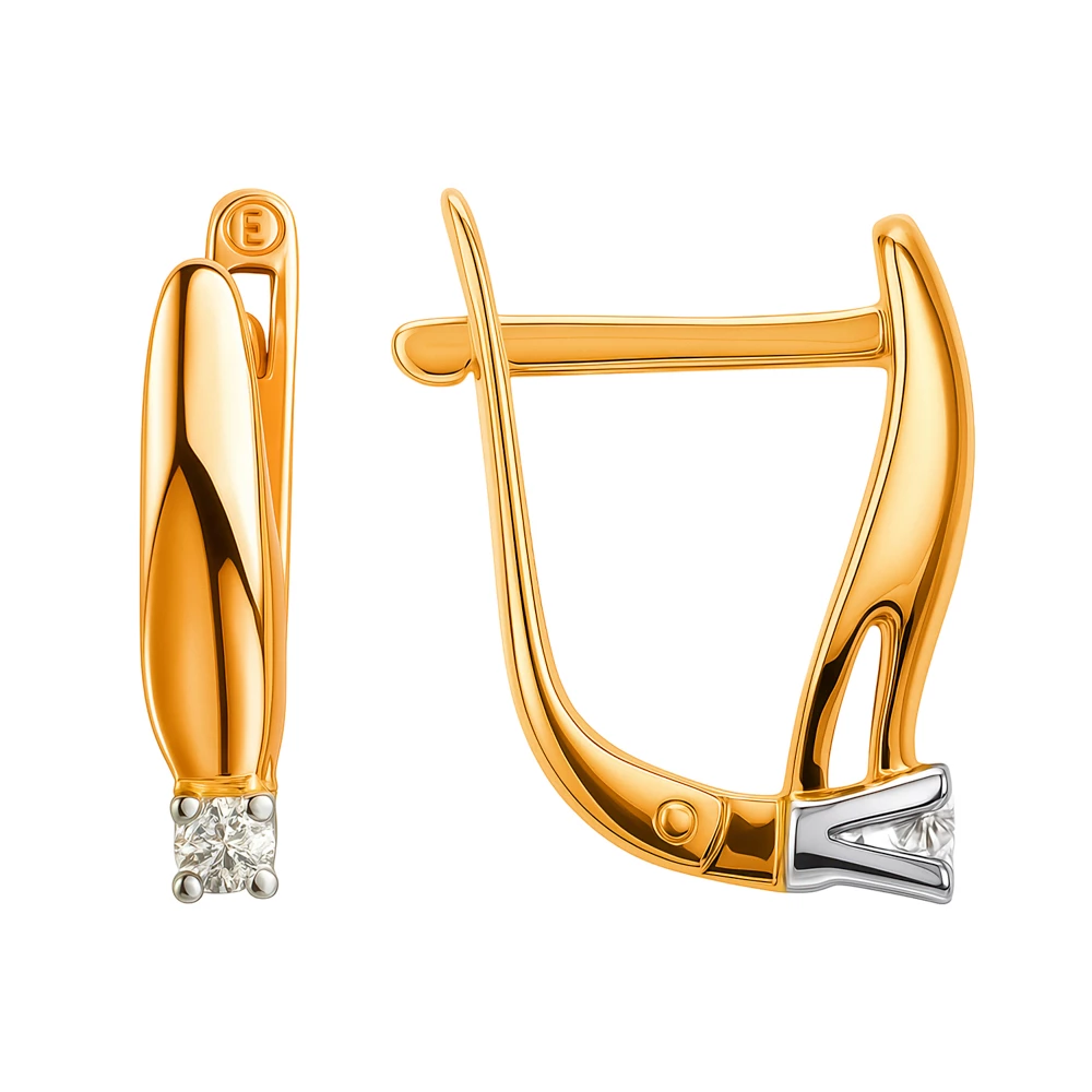 Серьги с бриллиантами из красного золота 585 пробы