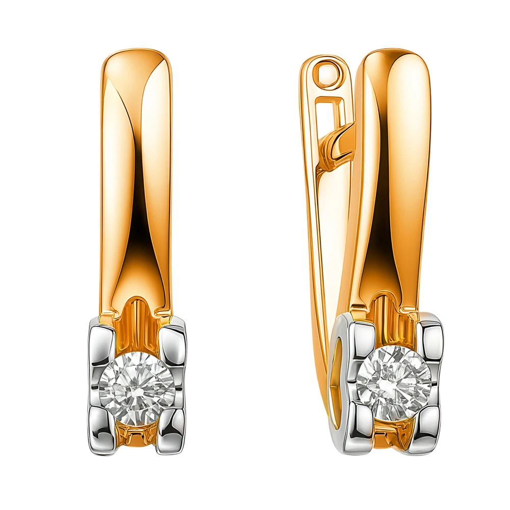 Серьги с бриллиантами из красного золота 585 пробы