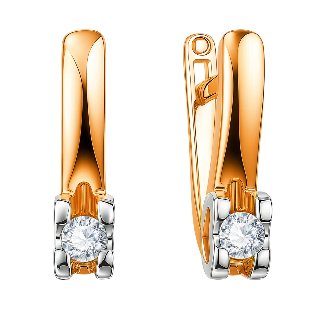 Серьги с бриллиантами из красного золота 585 пробы