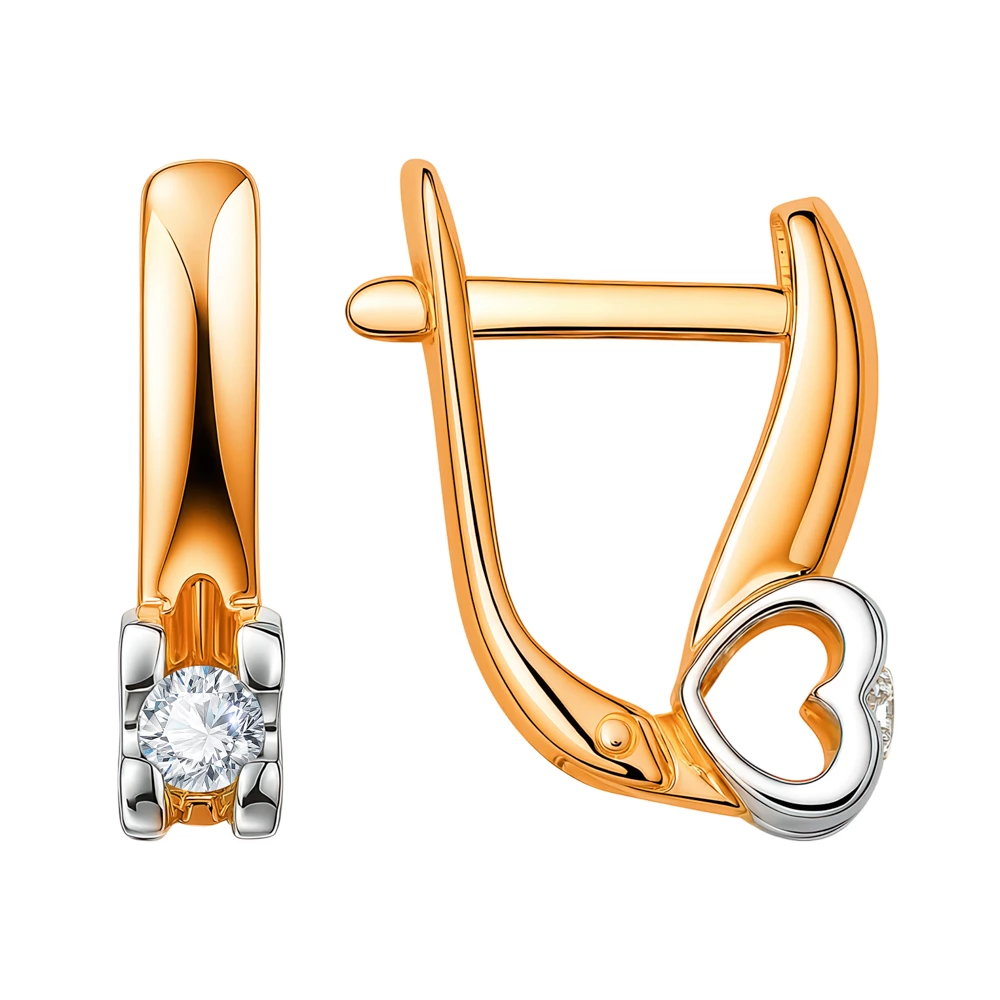 Серьги с бриллиантами из красного золота 585 пробы