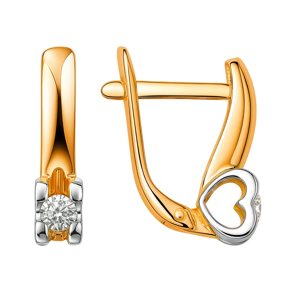 Серьги с бриллиантами из красного золота 585 пробы