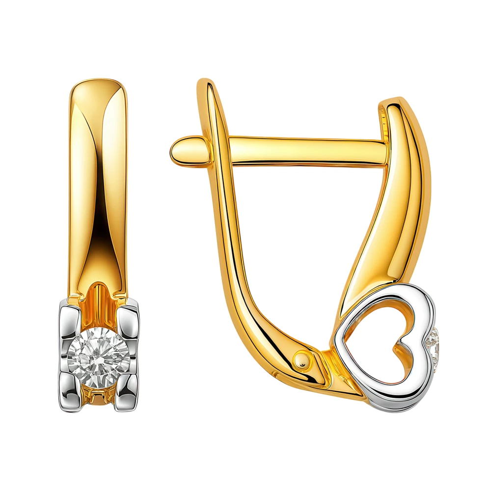 Серьги с бриллиантами из красного золота 585 пробы