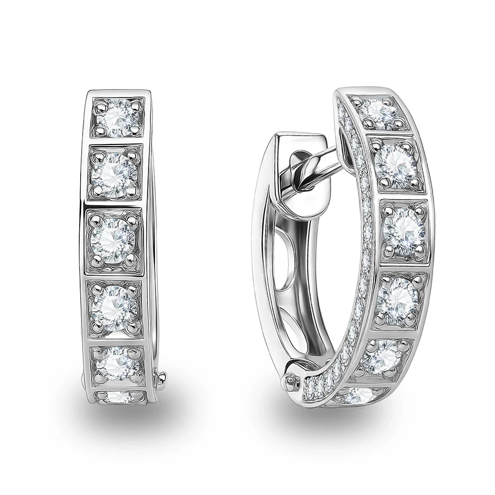 Серьги с выращенными бриллиантами из белого золота 585 пробы