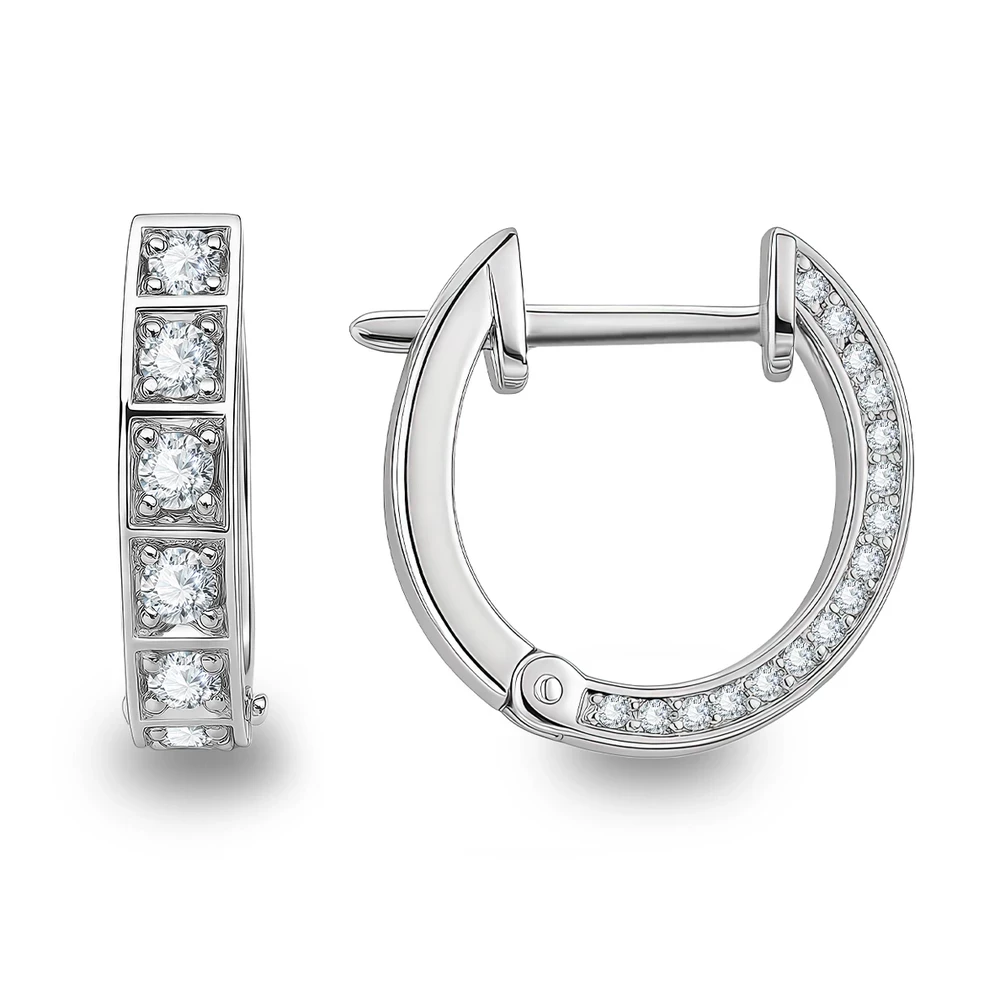 Серьги с выращенными бриллиантами из белого золота 585 пробы